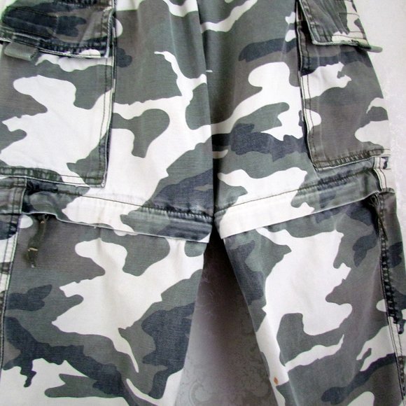KID'S CAMO PANTS to SHORTS, 8, GRAY WHITE CARGO HUNTING CAMOUFLAGE, OTB - Picture 2 of 5